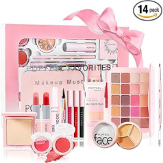 MKNZOME 14-Piece Makeup Set, Professional All-in-One Makeup and Cosmetics with Eyeshadow Palette, Lip Gloss, Eyeliner, Lipsticks, Mascara, Makeup Set Women for a Perfect Eye Look