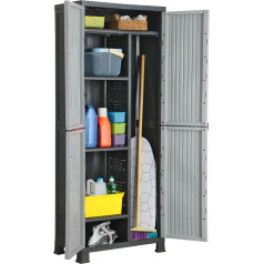 Tidyard Garden Cabinet with 2 Doors and 6 Shelves Tool Shed Plastic Cabinet Locker Cabinet Locker Patio Cabinet Balcony Cabinet Plastic 68 x 39 x 171.5 cm