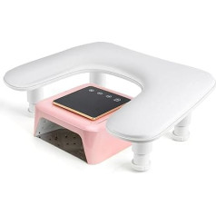 Armrest for Nail Technique: Adjustable Height PU Leather Nail Rest Stand, U-shaped Professional Manicure Hand Rest Cushion for Acrylic Nails, Salon, Home Use, White