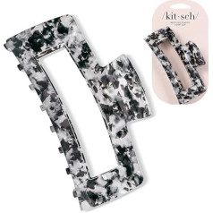 Kitsch Jumbo Open Shape Clips Large Eco-Friendly Styling Banana Clips for Non-Slip Updo Strong and Huge Wide Teeth for Thick Medium and Thin Hair (Black)