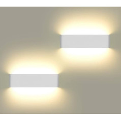LED Indoor Wall Light, 2 x Wall Lights, 12 W Wall Lamp, Brighter, Modern Wall Lighting, Perfect for a Bedroom, Living Room, Stairs and Bathroom Light, Warm White