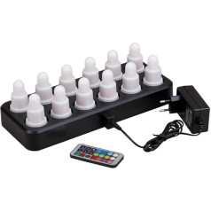 Duni 12 LED Set with Remote Control and 12 Multicolour 12 Hours Charging Station