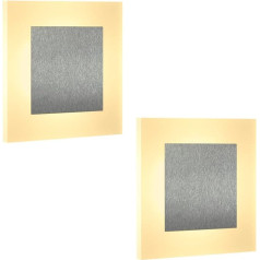 ZMH 2 LED Wall Lamp Indoor Wall Light Wall Lighting Living Room Hallway Modern Square 3000 K Warm White Iron & Acrylic 16 cm 6.8 W Hallway Lamp for Bedroom Study Staircase