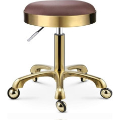 Hocker auf Rollen, robuster Hocker für die Küche mit Rollen, Friseur- und Schneidehocker mit rosafarbenem Kunstledersitz, verstellbare Höhe 42–55 cm, unterstütztes Gewicht 160 kg, Sattel-Salonhocker