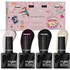Mylee Gel Nail Polish Set 4 x 10 ml [The Fairground] Manicure, Pedicure UV/LED Varnish for Professional Use in the Salon and at Home [Christmas 2023] - Long Lasting and Easy to Apply