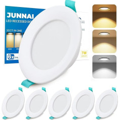 LED Recessed Spotlight, 230 V, 7 W, Dimmable, Ultra Flat Ceiling Spotlights, 70 mm - 90 mm, Installation Diameter, Warm White, Neutral White, Cool White, Adjustable Recessed Lights, IP44 Ceiling