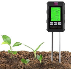 6-in-1 Soil Tester for Plants, Moisture Meter, Multifunctional Soil Tester for PH, Temperature and Fertility, Solar Intensity, Soil Moisture and Room Humidity, for