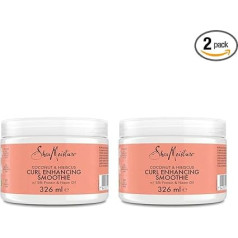 SheaMoisture Curl Enhancing Smoothie for Thick, Curly Hair, Coconut & Hibiscus, Leave-In Styling Cream without Silicone and Sulphates, 2 x 326 ml