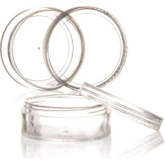 COSIDEA Pack of 24 Empty Round Plastic Jars 30g / 30ml Clear Glass 28.3g Nail Glitter Pot Container for Refill Cosmetic Packaging Bottle Storage Box