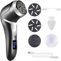 Asiaark Electric Foot File Hard Skin Remover, Foot Skin Callus Remover Grinder Scraper Rechargeable Pedicure Tools for Dry Dead Skin with 3 Replacement Heads (Black)