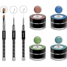 Victoria Vynn Nail Art Set - Professional Glitter Gel Decorations and Precision Brush for Creative Nail Designs