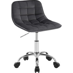 WOLTU BS153dgr Office Stool with Wheels, Make-Up Chair, Work Stool, 360° Rotatable, Height Adjustable, Swivel Chair, Velvet, Low Bar Stool, Ergonomic, Dark Grey