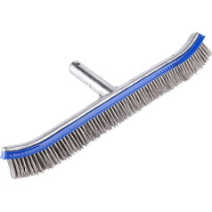 18 Inch Swimming Pool Brush, Steel Brush, Floor Wall, Cleaner with Stainless Steel Broom Head Bristles for Pond Spa Hot Spring