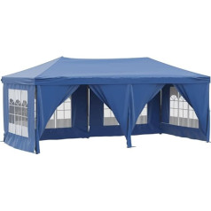 vidaXL Party Tent with Side Walls Foldable Gazebo Garden Gazebo Garden Tent Marquee Folding Gazebo Beer Tent Club Tent Outdoor Blue 3 x 6 m