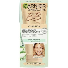 Garnier Classic BB Cream SkinActive for Even and Moisturising Skin, Natural Look, Enriched with Hyaluronic Acid, Aloe Vera and Mineral Pigments, SPF 15, Shades: Medium Light