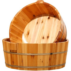 ERLUN 1 Piece Wooden Foot Bath Bucket, Foot Tub Wooden Foot Pool for Soaking Feet, Premium Pedicure Bowl Foot Spa Massage Pedicure Barrels for Soaking Feet (b)