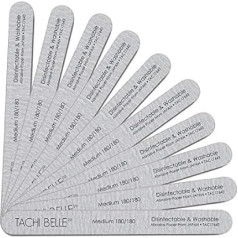Tachibelle Japanese Abrasive 180/180 Fine Sanitizable Washable Zebra Files Perfect Files for Natural Nails Pack of 10