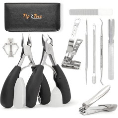 TIP2TOES 10 Pieces Ingrown Toenail Clippers for Seniors Thick Toenails Heavy Duty Podiatrist Toenail Cutter for Men, Professionals and Adults Easy Grip Stainless Steel Sharp Curved