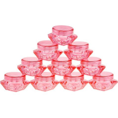 Wowlife 50pcs 5g/5ml Cosmetic Sample Containers Empty Diamond Plastic Jars for Cream Eyeshadow Nails Powder Jewelry Lip Balm Toner, red