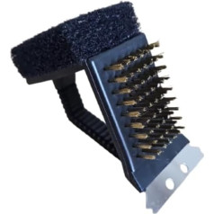 BBQ Grill Brush, Grill Brush with Scraper, Long Handle Cleaner for Grill Grates, Grates and Burners, 3-in-1 BBQ Cleaning Brush for Gas/Charcoal (Black Grill Brush)