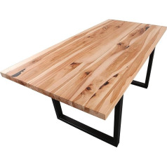 Staboos Wooden Table Beech or Oak 4 cm, Oiled with Metal Frame