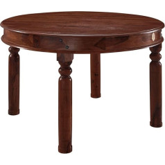Massivmoebel24.De Dining Table Round 100 x 100 x 76 cm Acacia Lacquered Oxford #331