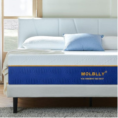 Molblly Mattress 90 x 190 x 16 cm, Extremely Durable, Breathable, Medium Hardness, Bedding, Memory Foam, Ergonomic Mattress, Hypoallergenic (90 x 190 x 16 cm)