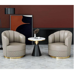 Chairs Set of 2 and Coffee Table Single Sofa Side Chair with Carbon Steel Base for Living Room Bedroom Blue Grey (Grey)