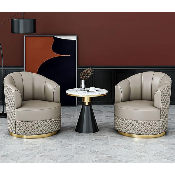 Chairs Set of 2 and Coffee Table Single Sofa Side Chair with Carbon Steel Base for Living Room Bedroom Blue Grey (Grey)