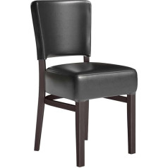 Ggmmöbel GGMMÖBEL Set of 2 Luca Small Bistro Chairs Black Leather Frame: Wood/Wenge Seat Height: 49 cm