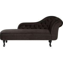 Beliani Classic Button Tufted Right Hand Chaise Lounge Velvet Fabric Brown Nimes