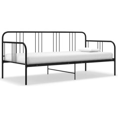 Rantry Sofa Bed Frame Metal Bed Day Bed Guest Bed Sofa Bed Single Bed Sofa Bed Frame Sofa Couch for Living Room Black Metal 90 x 200 cm