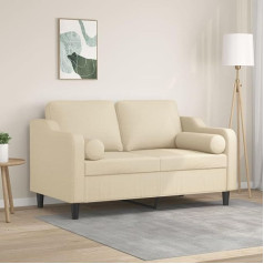 Generisch 2-Sitzer-Sofa mit Zierkissen Creme 120 cm Stoff,jiangboyue-3200839