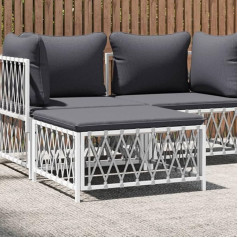 Homgoday Garden Footstool with White Woven Fabric Cushion Sofa Bed Living Room Couch Sofas Outdoor Garden Living Room Patio Outdoor