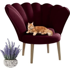 Marthome Glamour Armchair, Velvet Chair, Comfortable Upholstered Chair, High-Quality Shell Chair, Modern Living Room Chair, Elegant Design Chair, Velour Chair with Beech Wood Feet (Red)