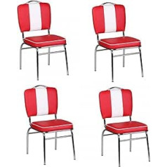 Finebuy Möbel Zum Wohlfühlen FineBuy Set of 4 American Diner 50s Retro Dining Chairs Seat with Backrest Seat Height 47 cm