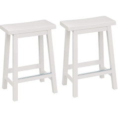 Amazon Basics 2 x White Solid Wood Kitchen Counter Stool 24
