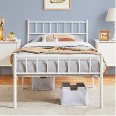 ‎Yaheetech Yaheetech Metal Bed Metal Frame Bed Guest Bed Single / Double Bed Modern Bed Frame Bed Frame Youth Bed with Slatted Frame for Bedroom Guest Room 90 x 190 cm White