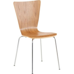 CLP Aaron Stacking Chair, Ergonomically Shaped Conference Chair with Wooden Seat, Space-Saving Visitor Chair with Floor Protectors, Colour: Oak