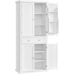 Vasagle BBC561W21 Kitchen Cabinet, Tall Cabinet Kitchen Buffet Cabinet with Adjustable Shelves, Dining Room Cabinet with Drawers for Living Room Kitchen, 40 x 76 x 182.1 cm, White