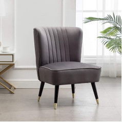 Roundhill Furniture Elon Samtstuhl, gepolstert, Grau
