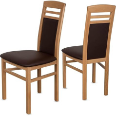Staboos CH44 Dining Room Chairs Set of 6 Wooden Chairs up to 150 kg - Fully Assembled - Kitchen Chair Padded with Backrest - Solid Beech Wood (Natural - Brown)