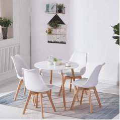 Dorafair Furniture Set - Round Dining Table and 4 Scandinavian Chairs - for Kitchen, Dining Room or Office