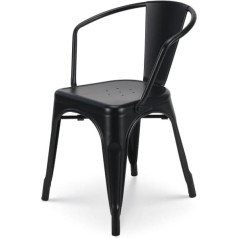 Kosmi - Factory Industrial Style Chair in Matt Black Metal, Industrial Chair with Armrests