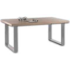 Stella Trading Dining Table in Sonoma Oak Look, Robust Dining Room Table with Metal Frame for Your Living Room and Dining Room, 180 x 77 x 90 cm (W x H x D)