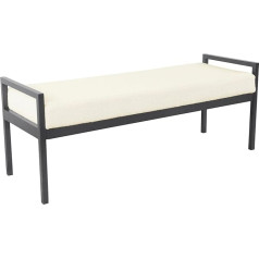 Homepop Modern Metal Bench for Living Room & Bedroom Decorative Home Furniture Large Sherpa Cream