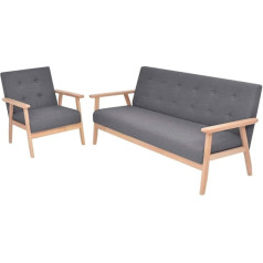 Generisch Jiangboyue-274924 Sofa Set 2-Piece Fabric Dark Grey