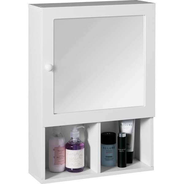 Premier Housewares Bathroom Cabinet with Mirror Door and 2 Compartments, 56 x 40 x 15 cm - White