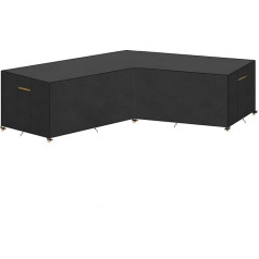 VANSHEIM Lounge Cover L-shape Waterproof Garden Furniture Cover L-shape Garden Lounge Cover Windproof 420D Oxford Protective Cover Lounge Furniture Cover Waterproof for Corner Sofa Furniture 255 x 255