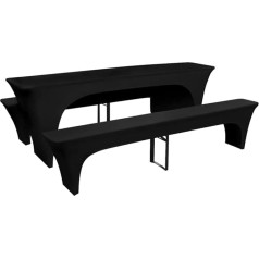 vidaXL 3 Black Rectangular Stretch Beer Table Bench Cover Slipcovers Party Wedding